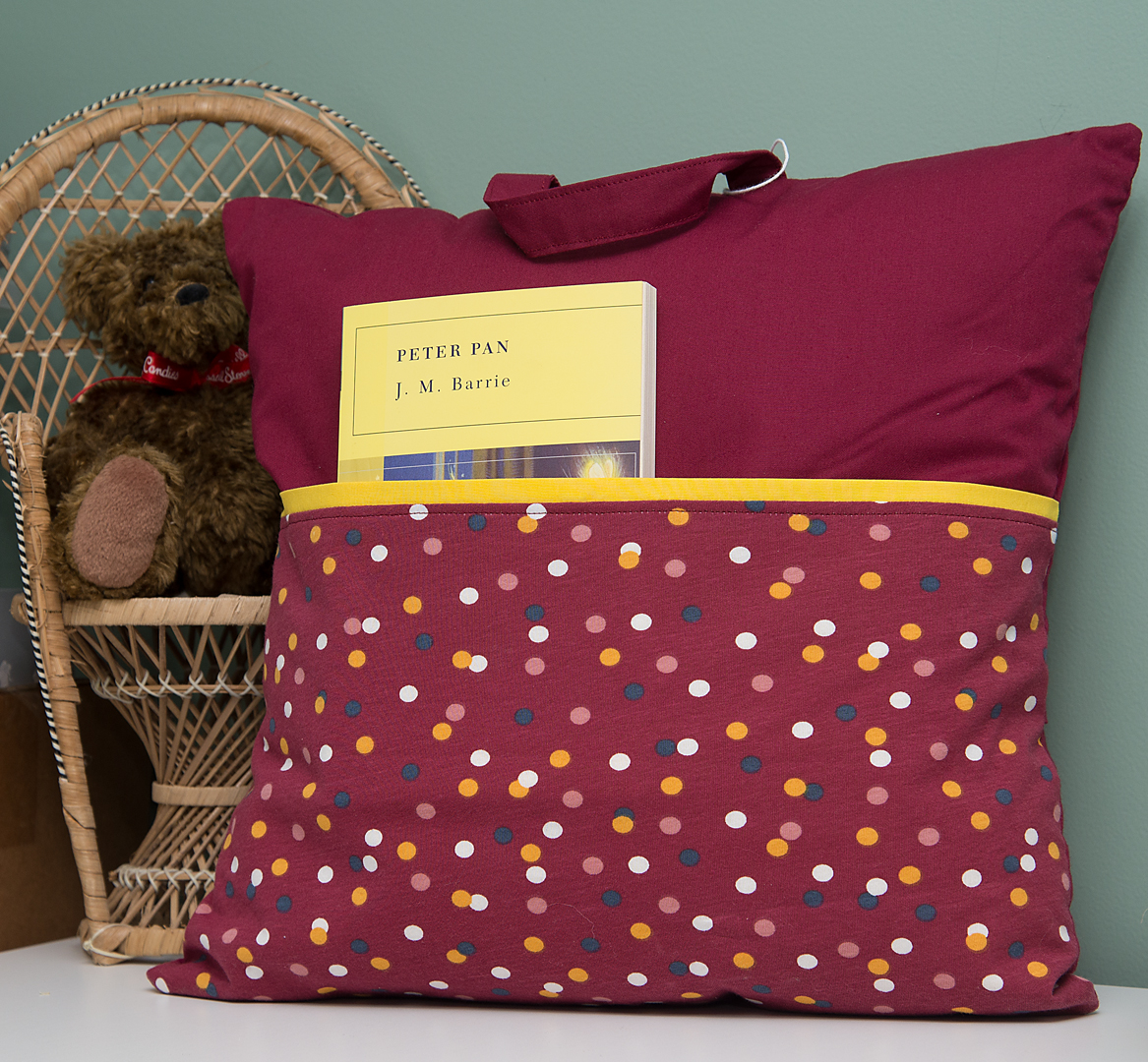 reading pillow for kids with a front pocket